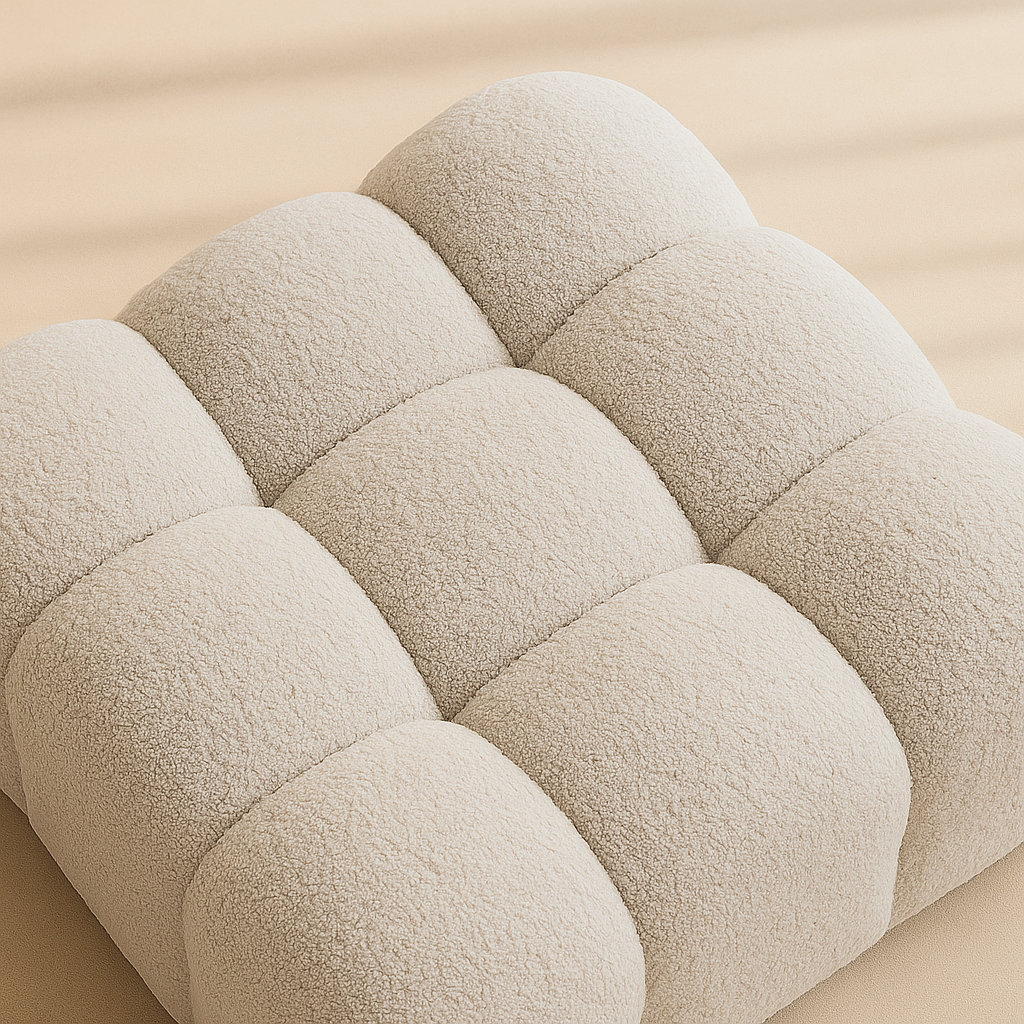 Ames Boucle Fabric Ottoman