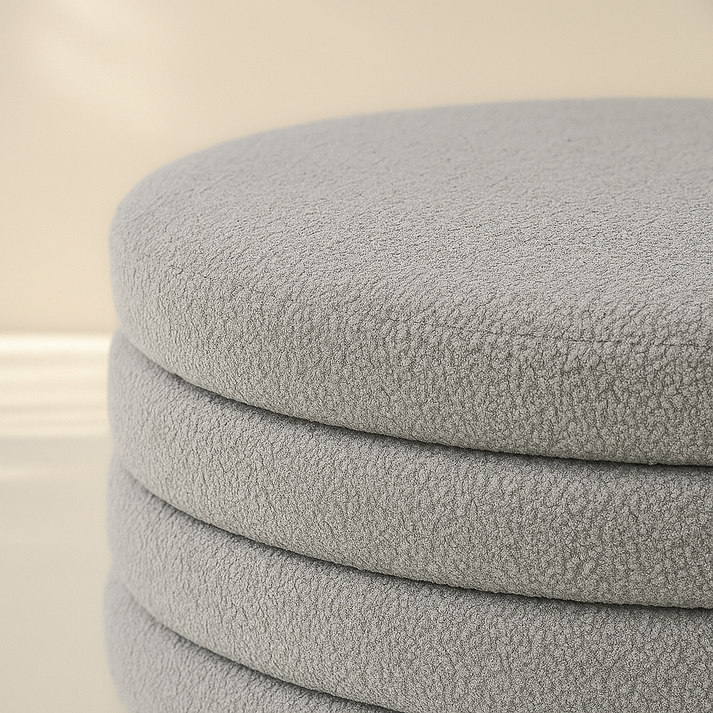 Aphia Boucle Fabric Ottoman | Coffee table