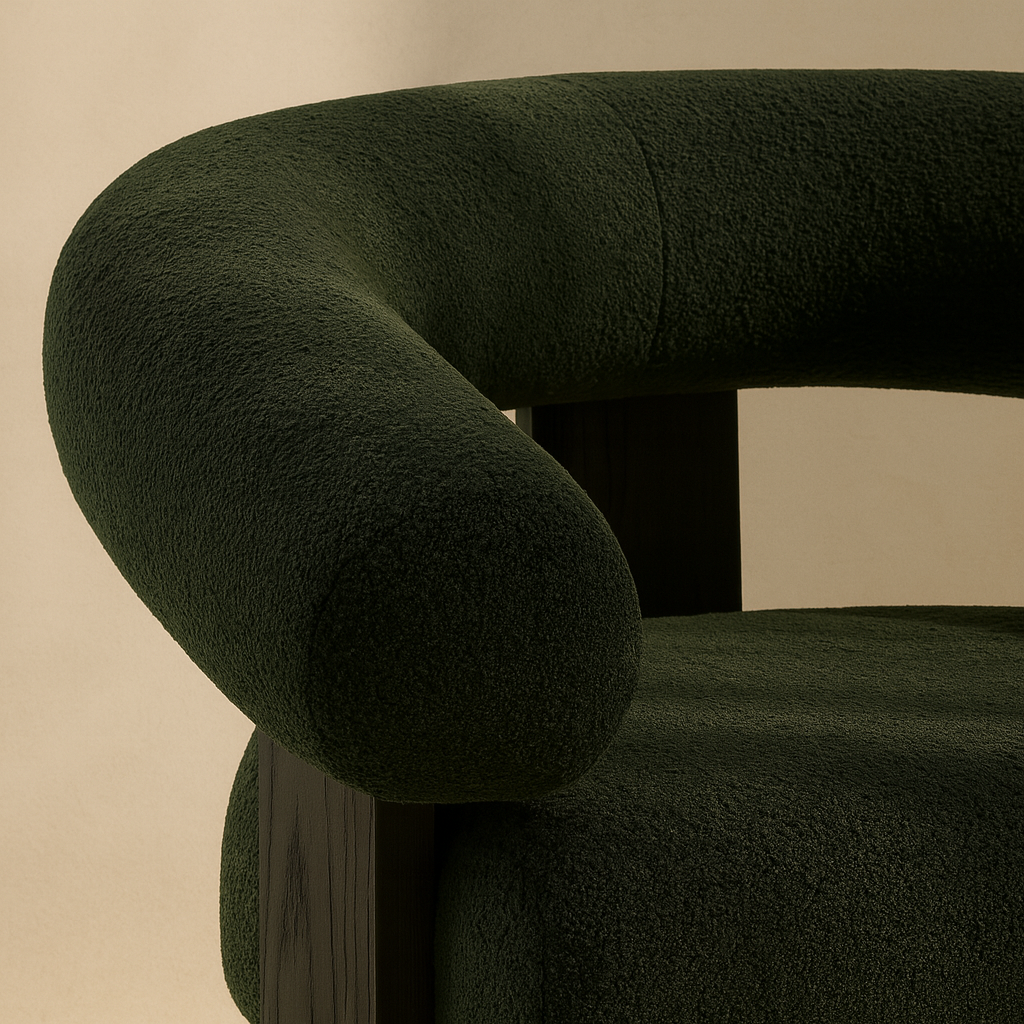 Winston Boucle Fabric Accent Chair (Black Wood)