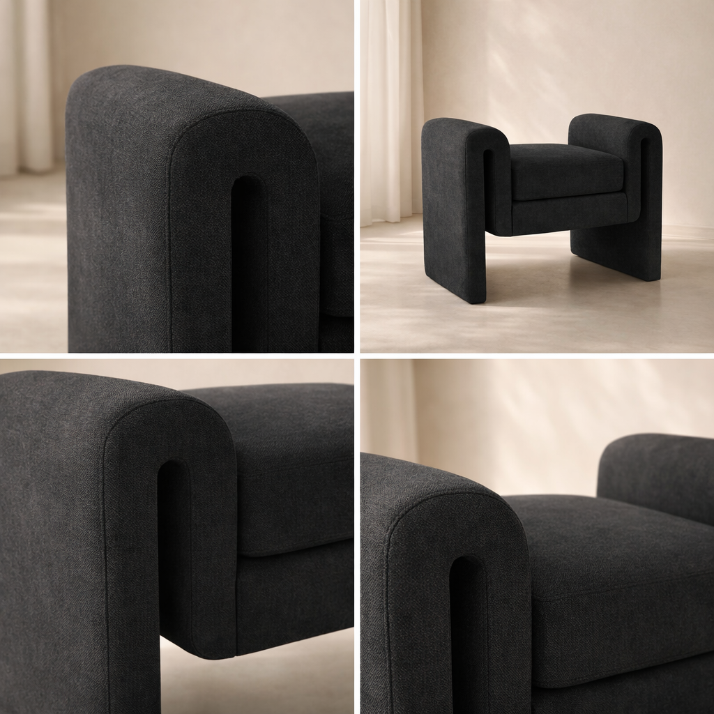 Stylus 31.5" Boucle Fabric Bench