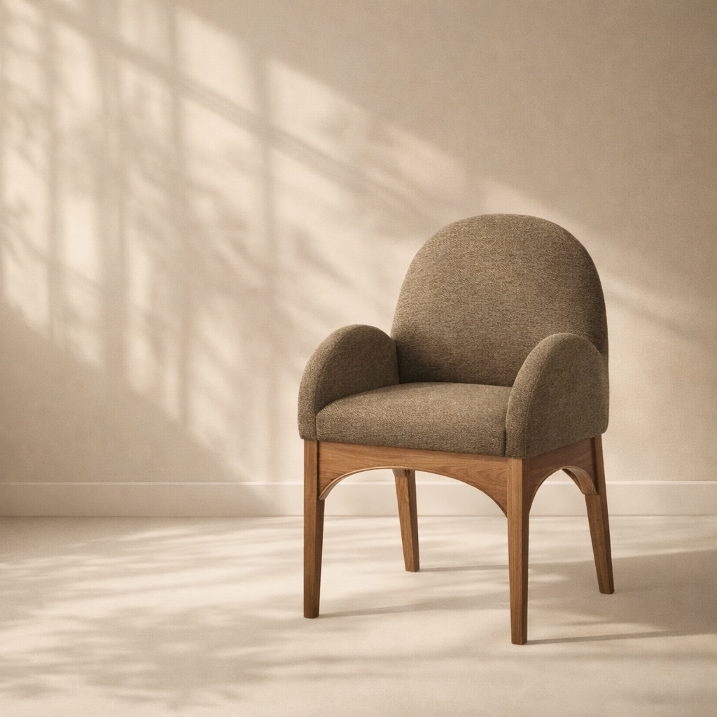 Waldorf 23" Boucle Fabric Dining Arm Chair