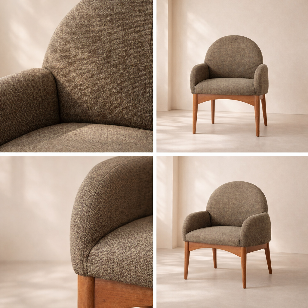 Waldorf 23" Boucle Fabric Dining Arm Chair