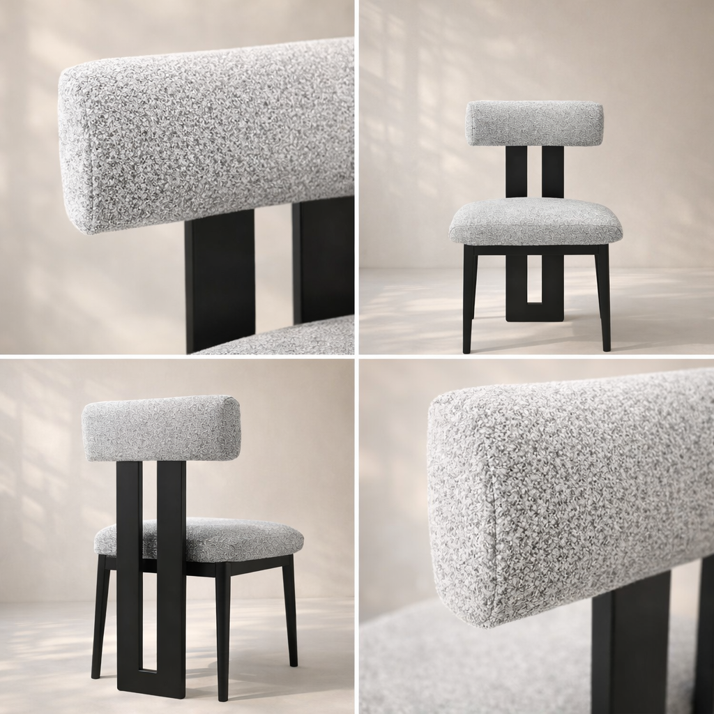 Dario Boucle Fabric Upholstered Dining Chair (set of 2)