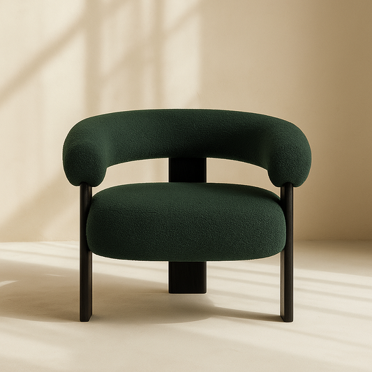 Winston Boucle Fabric Accent Chair (Black Wood)