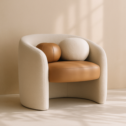 Acadia Boucle Fabric and Vegan Leather Accent Chair