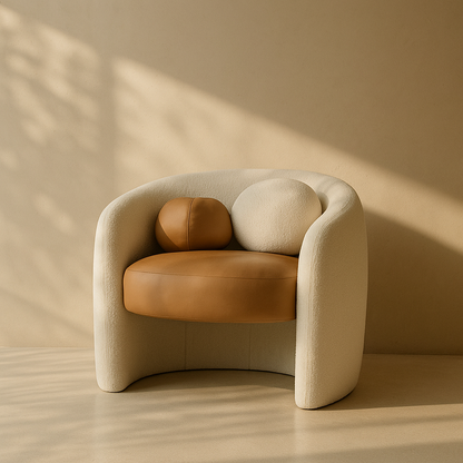 Acadia Boucle Fabric and Vegan Leather Accent Chair