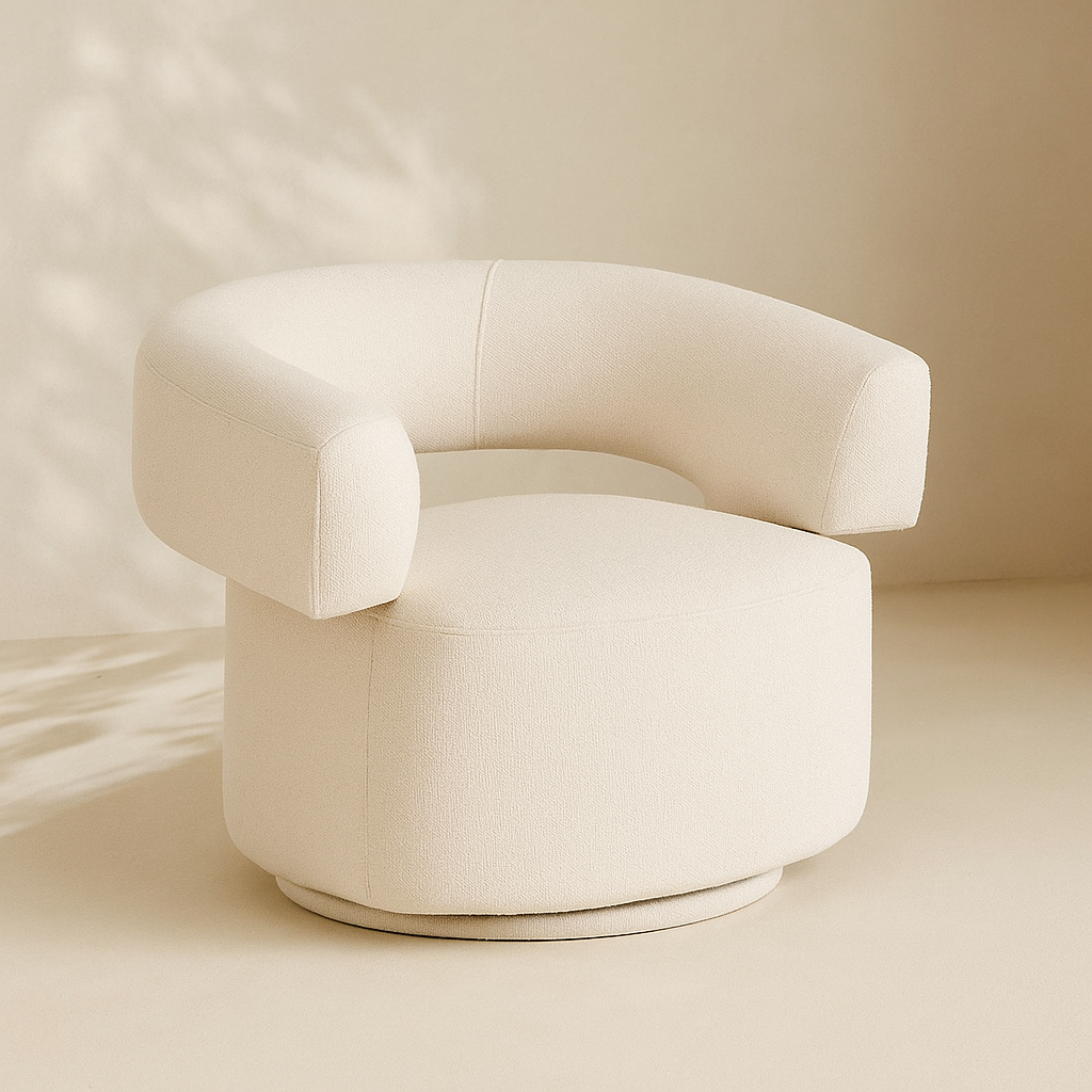 Niya Linen Textured Fabric Swivel Accent Chair