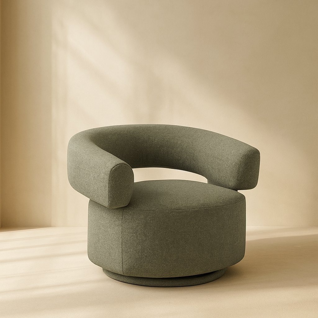 Niya Linen Textured Fabric Swivel Accent Chair