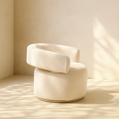 Niya Linen Textured Fabric Swivel Accent Chair