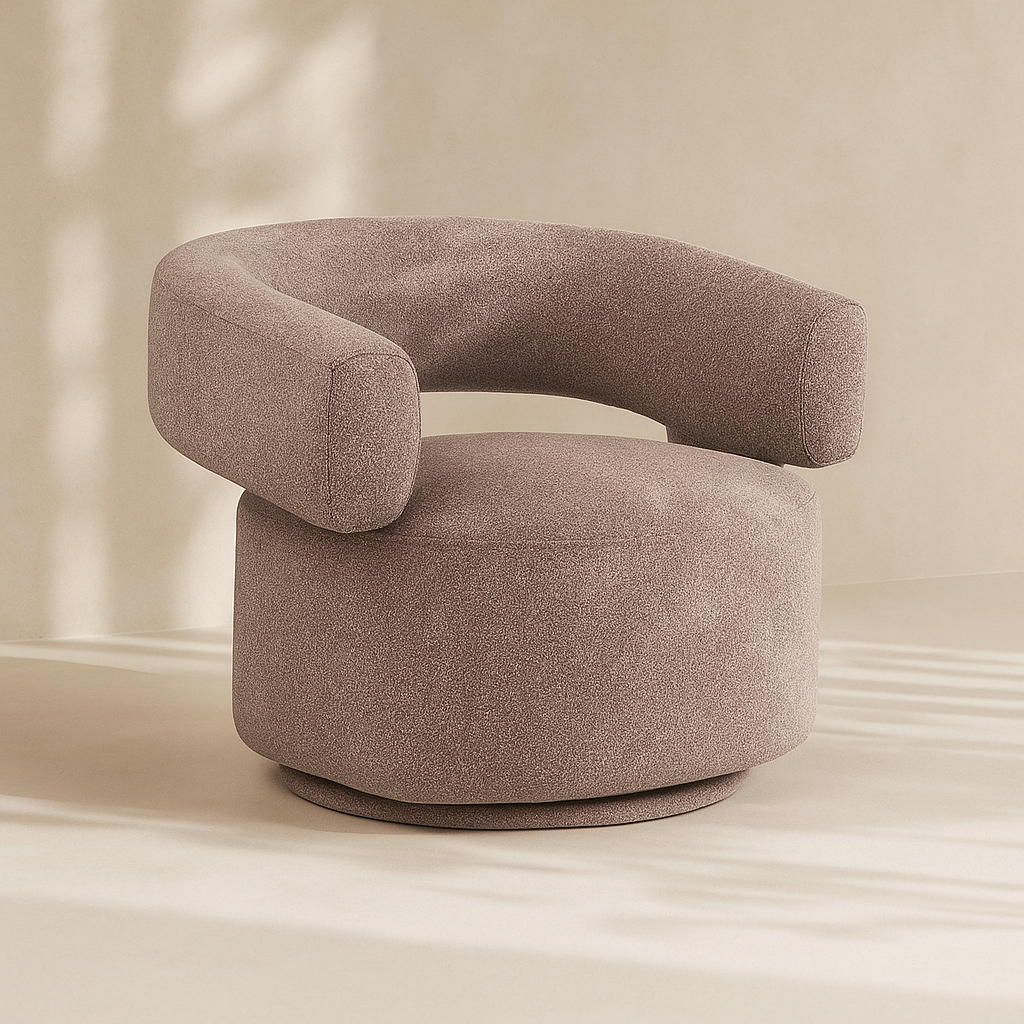 Niya Linen Textured Fabric Swivel Accent Chair