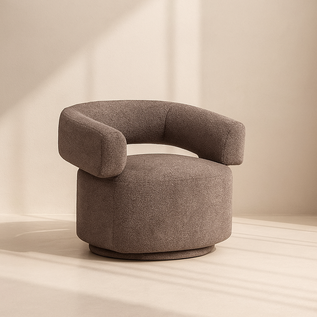 Niya Linen Textured Fabric Swivel Accent Chair