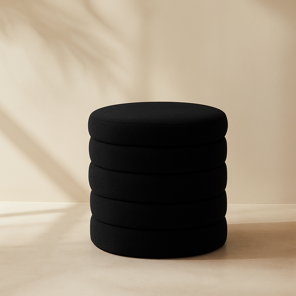 Aphia Boucle Fabric Stool | Ottoman