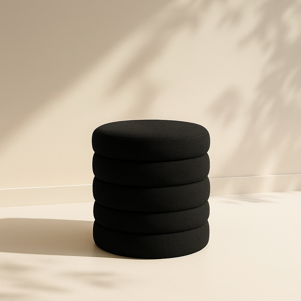 Aphia Boucle Fabric Stool | Ottoman