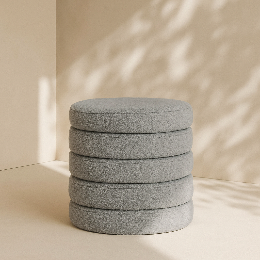 Aphia Boucle Fabric Stool | Ottoman