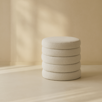 Aphia Boucle Fabric Stool | Ottoman