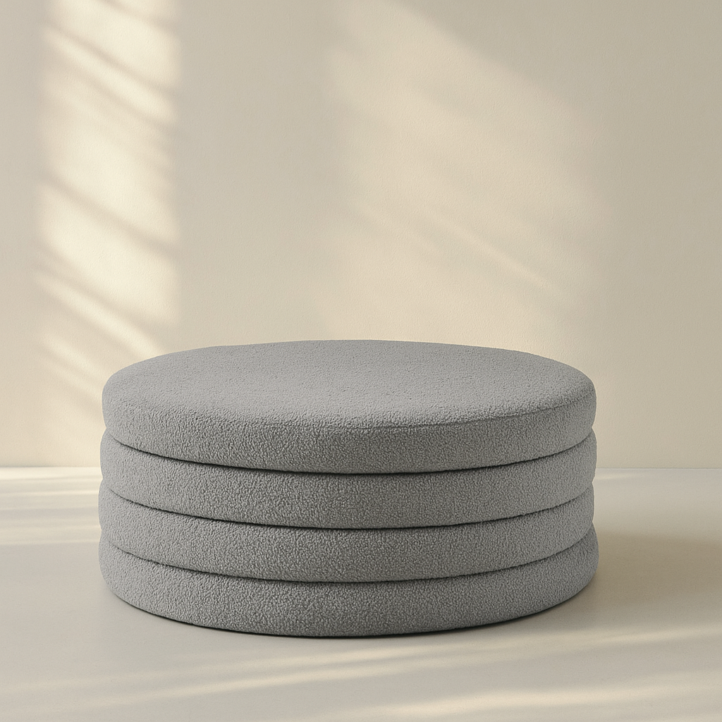 Aphia Boucle Fabric Ottoman | Coffee table