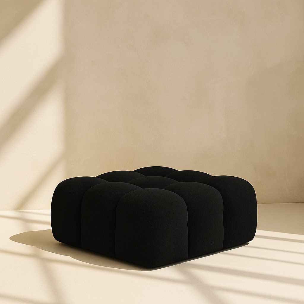 Ames Boucle Fabric Ottoman