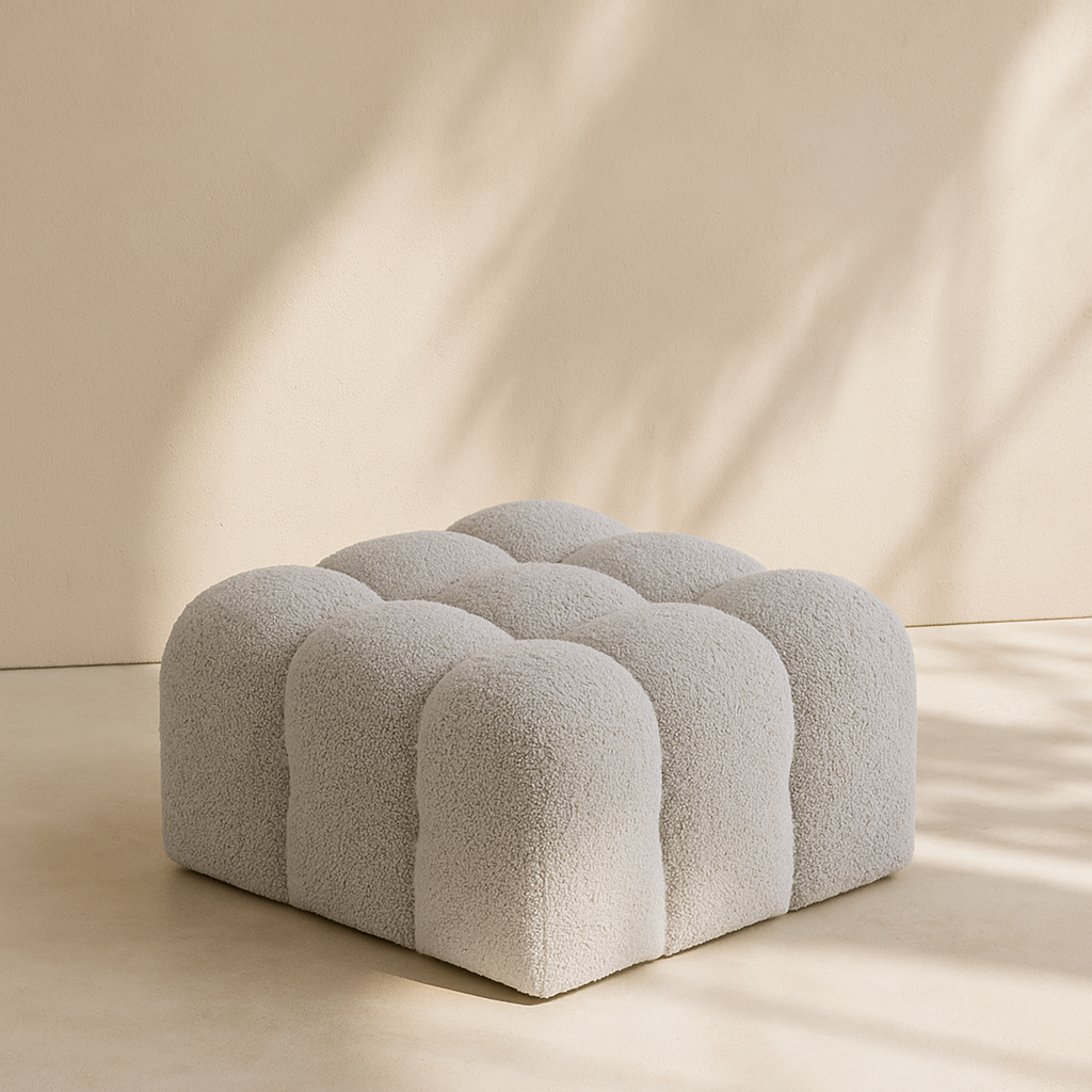 Ames Boucle Fabric Ottoman