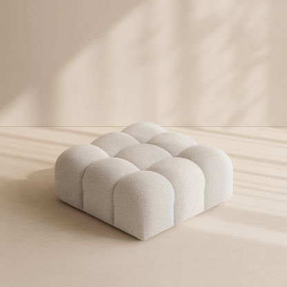 Ames Boucle Fabric Ottoman