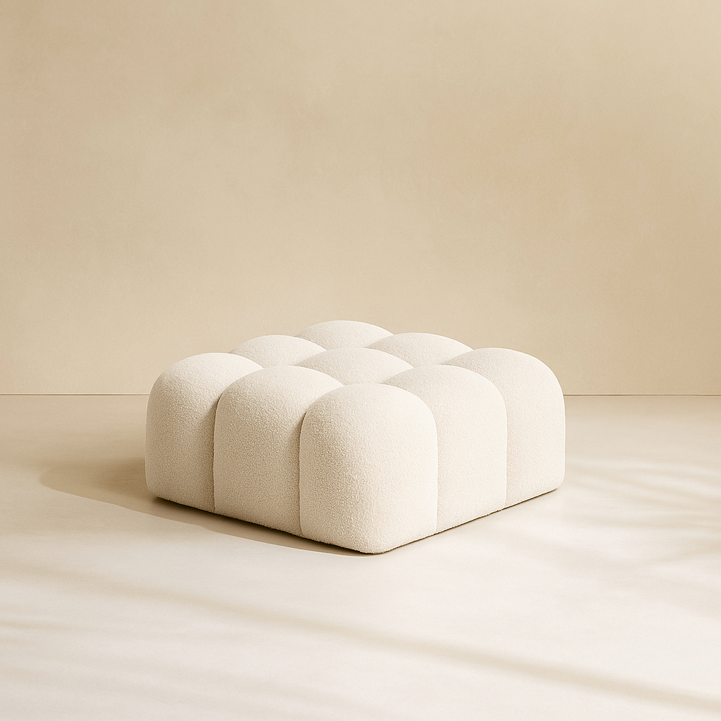 Ames Boucle Fabric Ottoman