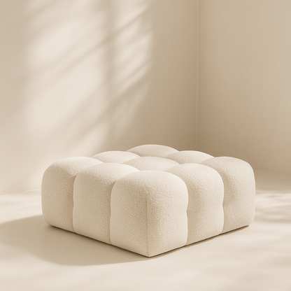 Ames Boucle Fabric Ottoman