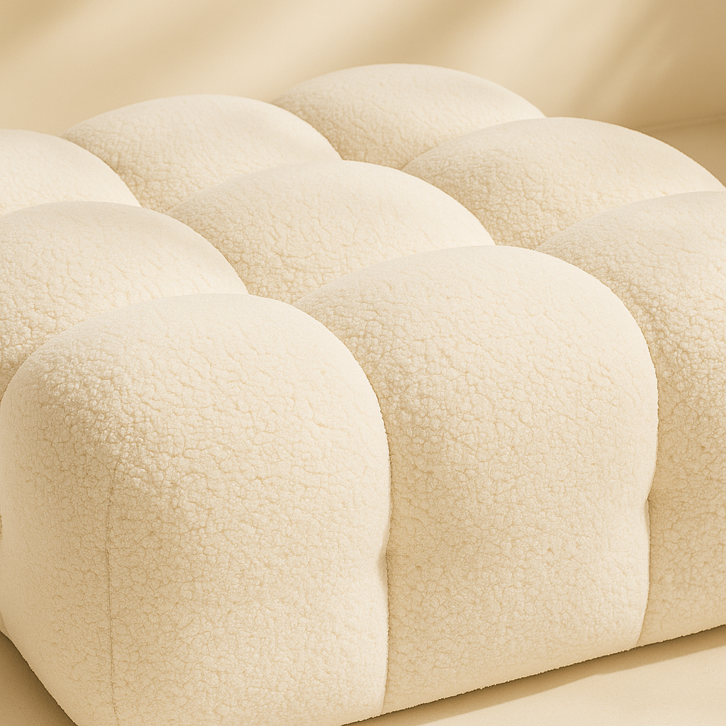 Ames Boucle Fabric Ottoman