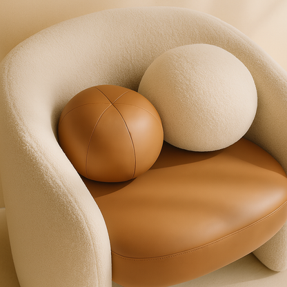 Acadia Boucle Fabric and Vegan Leather Accent Chair