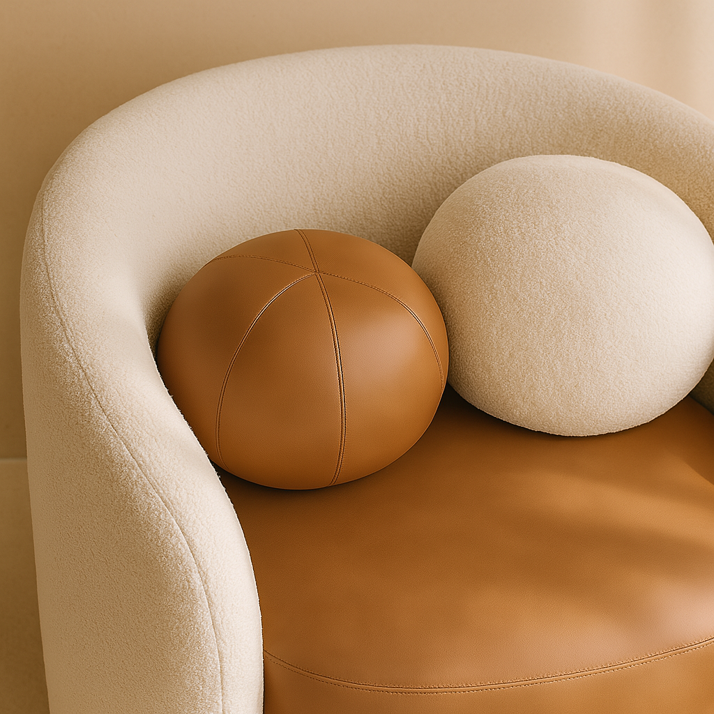 Acadia Boucle Fabric and Vegan Leather Accent Chair