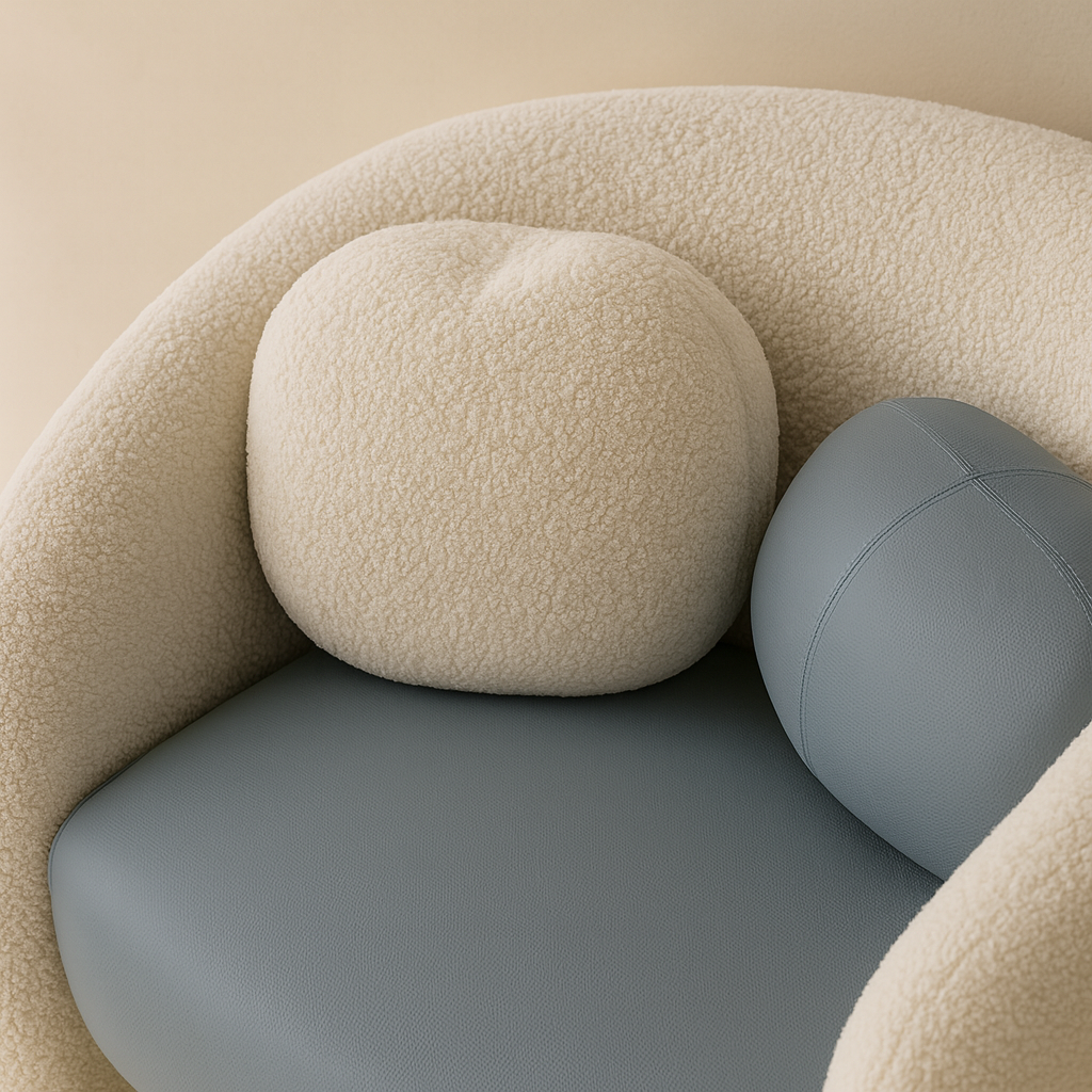 Acadia Boucle Fabric and Vegan Leather Accent Chair