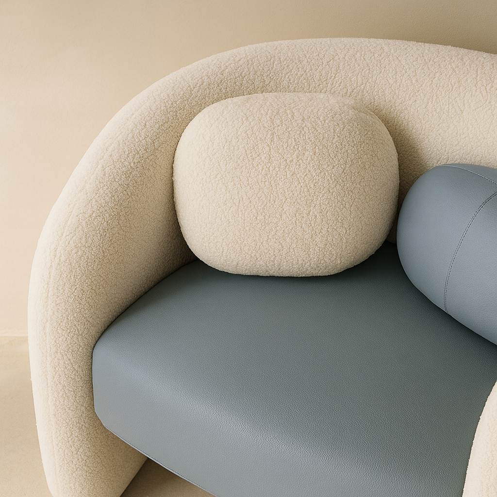 Acadia Boucle Fabric and Vegan Leather Accent Chair