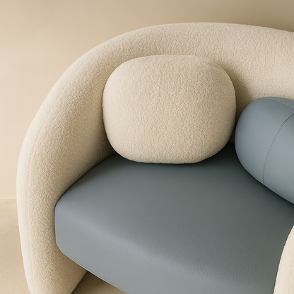 Acadia Boucle Fabric and Vegan Leather Accent Chair