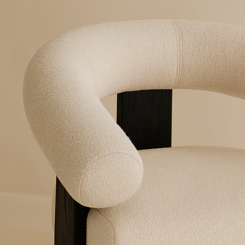 Winston Boucle Fabric Accent Chair (Black Wood)