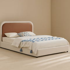 Blake Vegan Leather and Linen Fabric Bed 