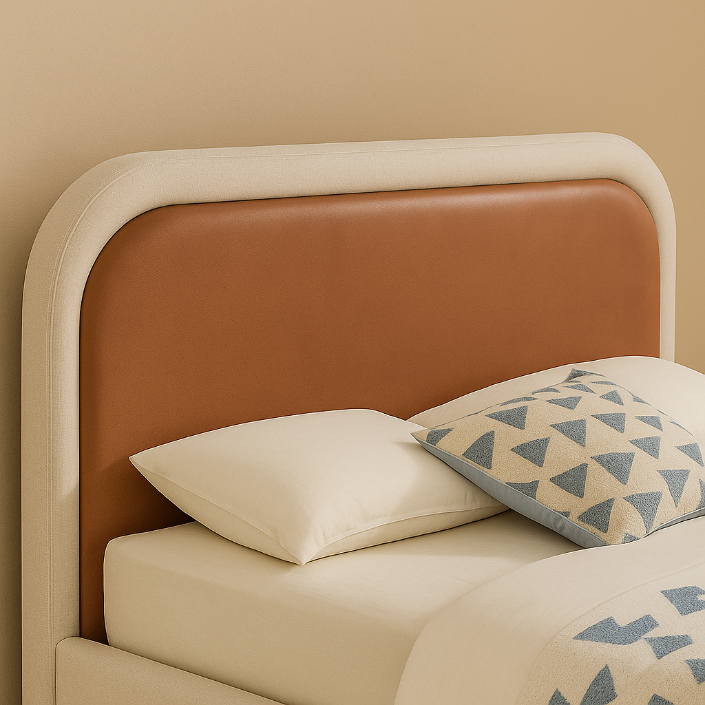 Blake Vegan Leather and Linen Fabric Bed