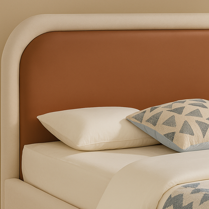 Blake Vegan Leather and Linen Fabric Bed