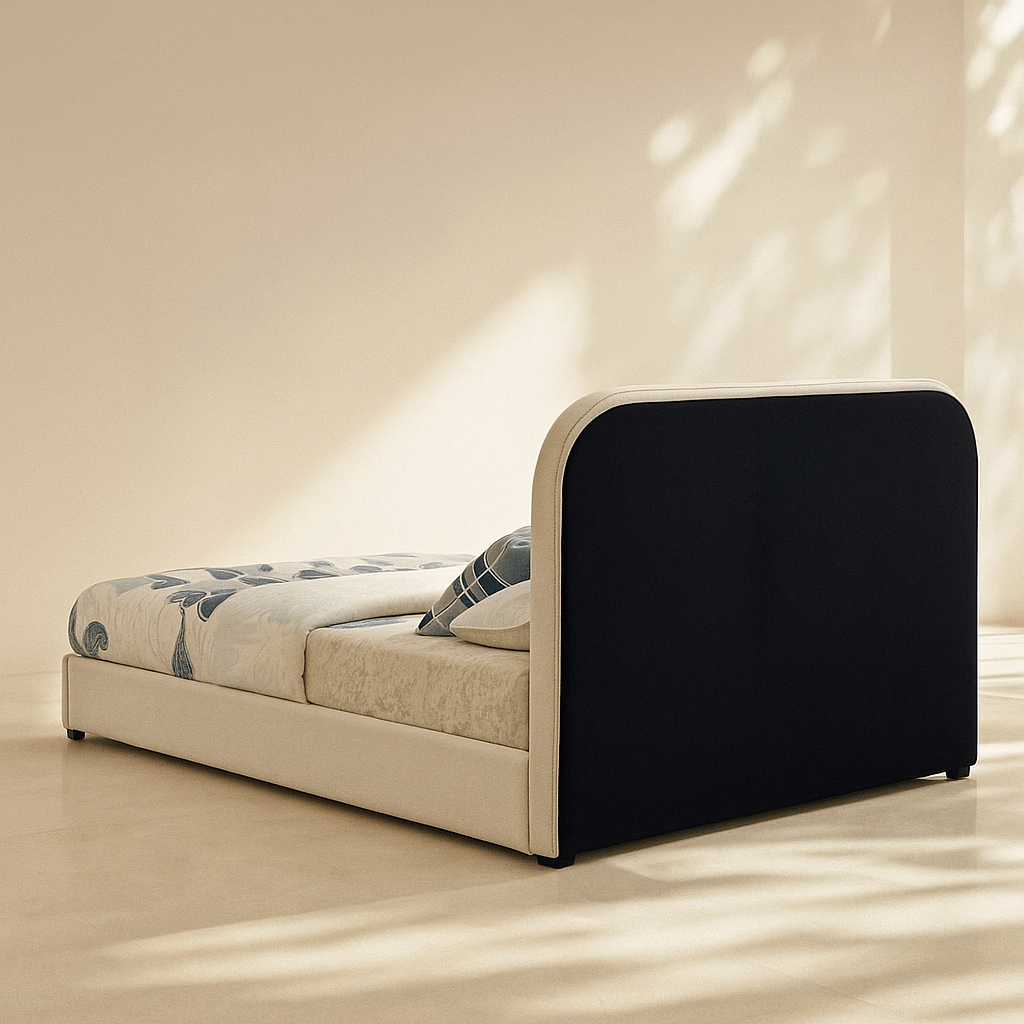 Blake Vegan Leather and Linen Fabric Bed