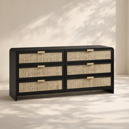 Sage solid Wood and Natural Cane Dresser