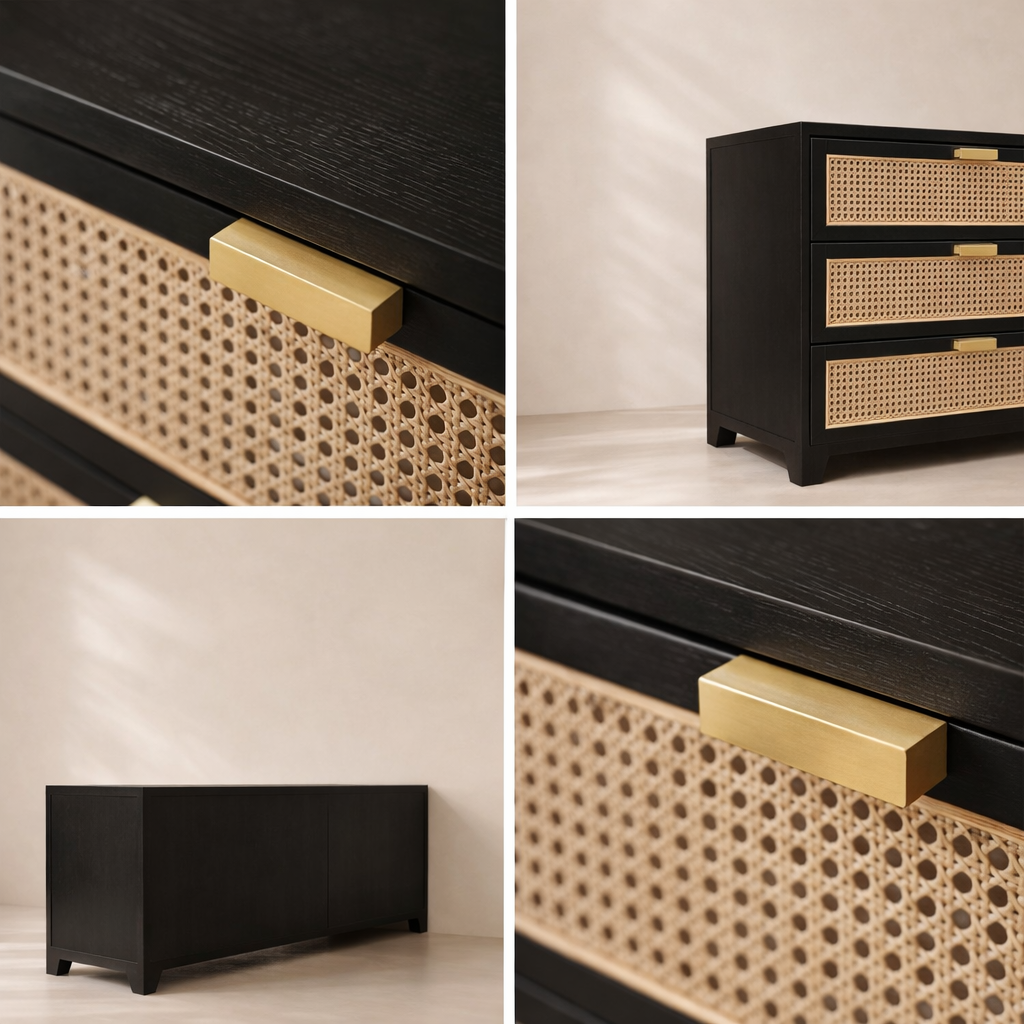 Sage solid Wood and Natural Cane Dresser