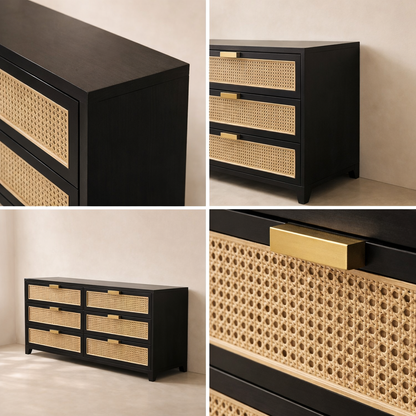 Sage solid Wood and Natural Cane Dresser