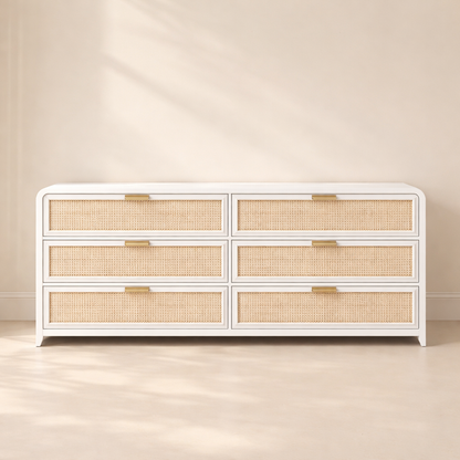 Sage solid Wood and Natural Cane Dresser