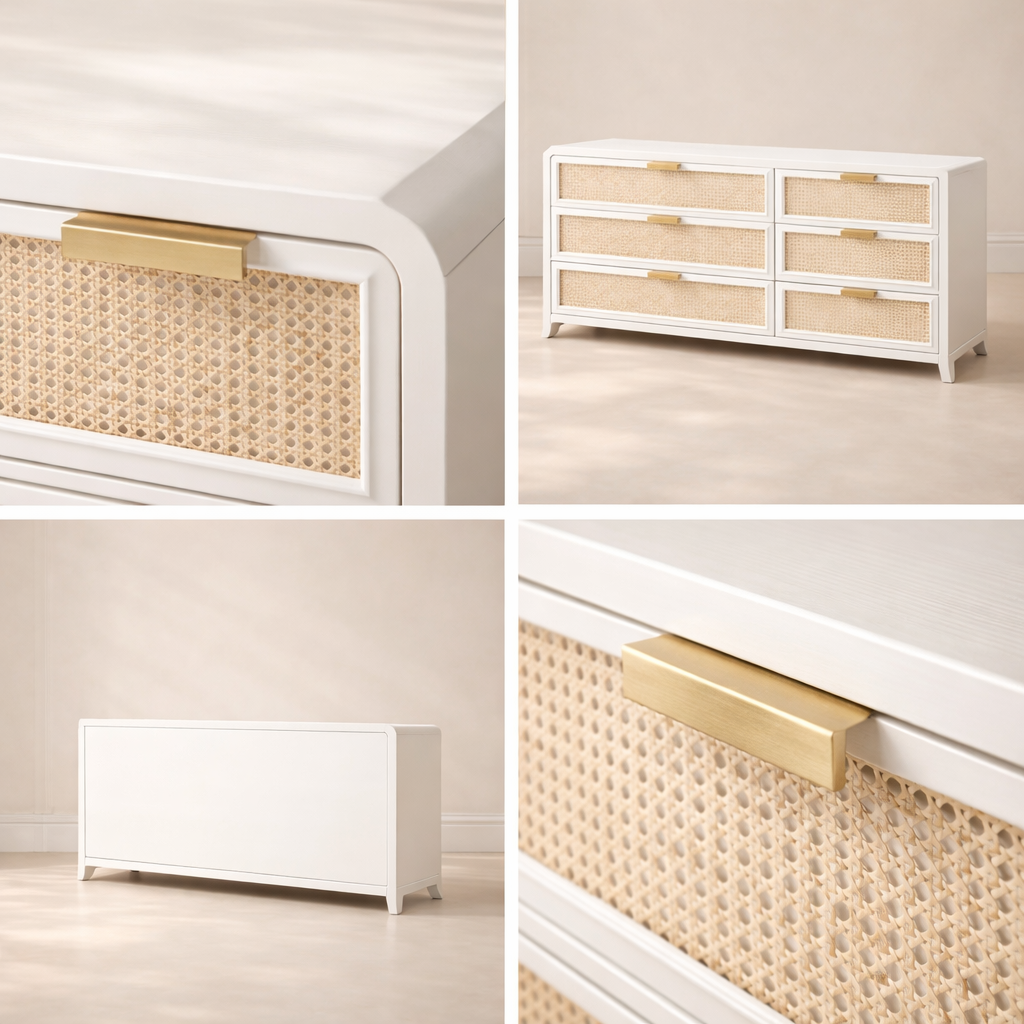 Sage solid Wood and Natural Cane Dresser