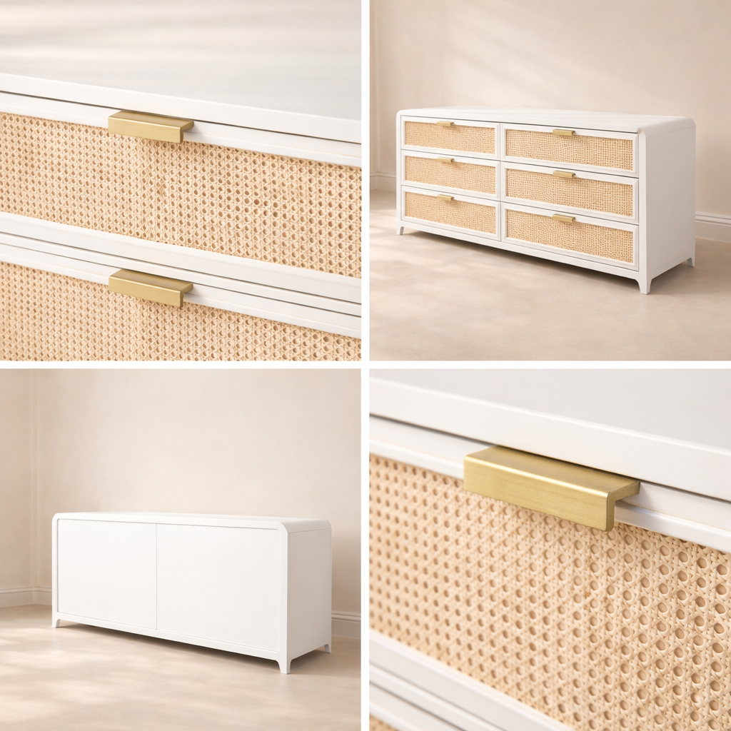 Sage solid Wood and Natural Cane Dresser