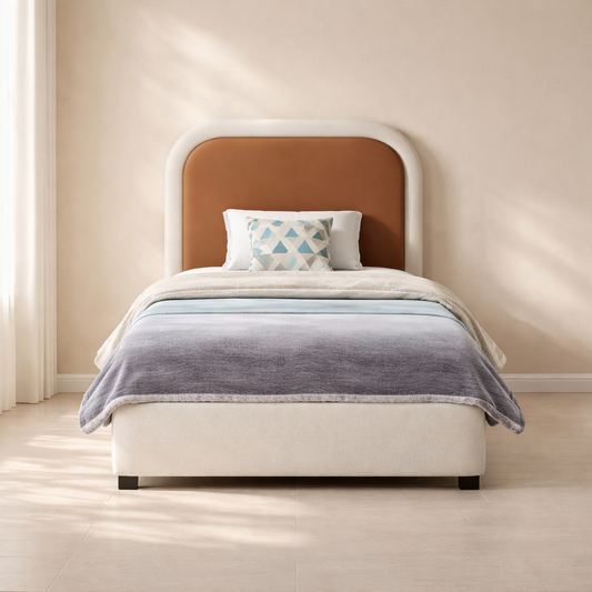 Blake Vegan Leather and Linen Fabric Bed