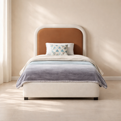 Blake Vegan Leather and Linen Fabric Bed 