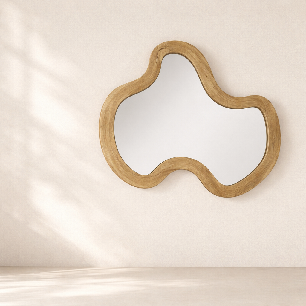 Oblique Acacia Wood Mirror