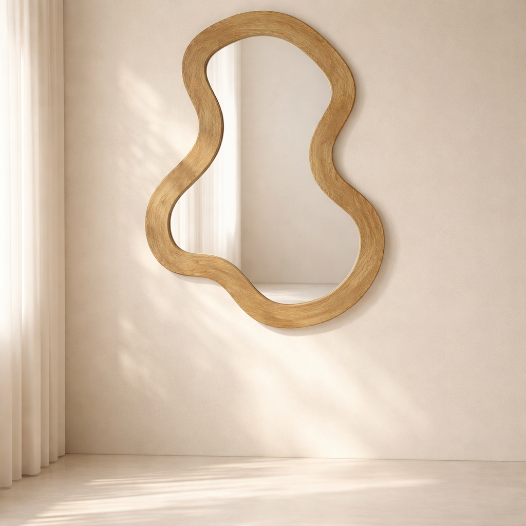 Oblique Acacia Wood Mirror