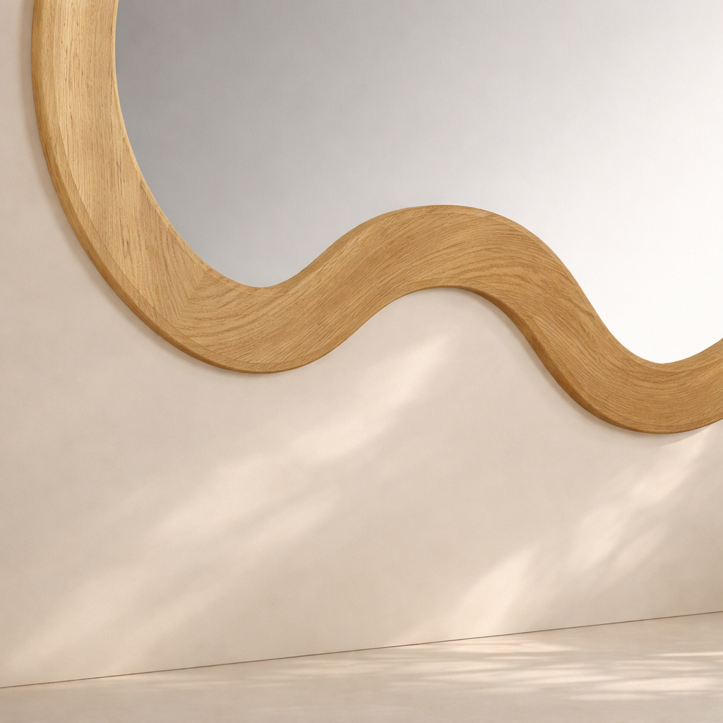 Oblique Acacia Wood Mirror