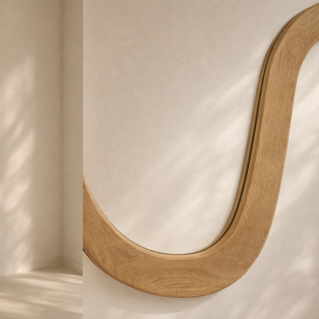 Oblique Acacia Wood Mirror