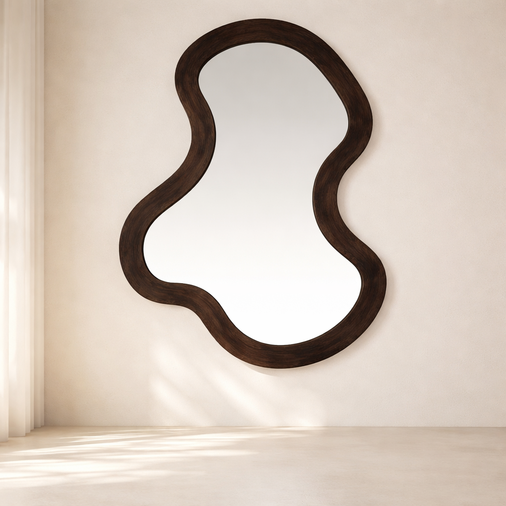 Oblique Acacia Wood Mirror