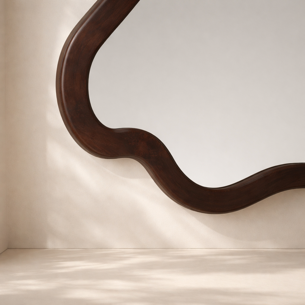 Oblique Acacia Wood Mirror